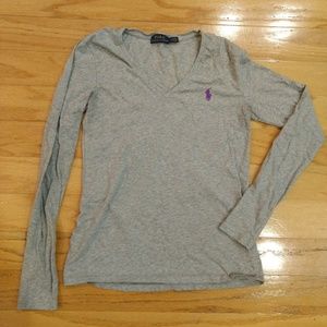 Polo long sleeve v- neck t-shirt grey